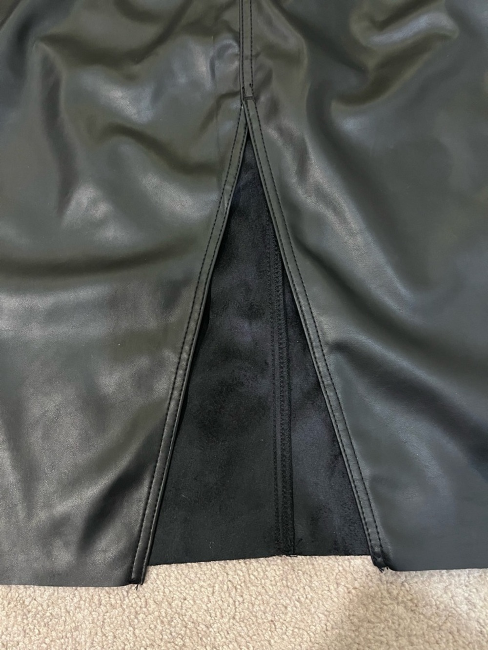 Torrid Midi Length Faux Leather Skirt with Front Slit - Picture 3 of 11